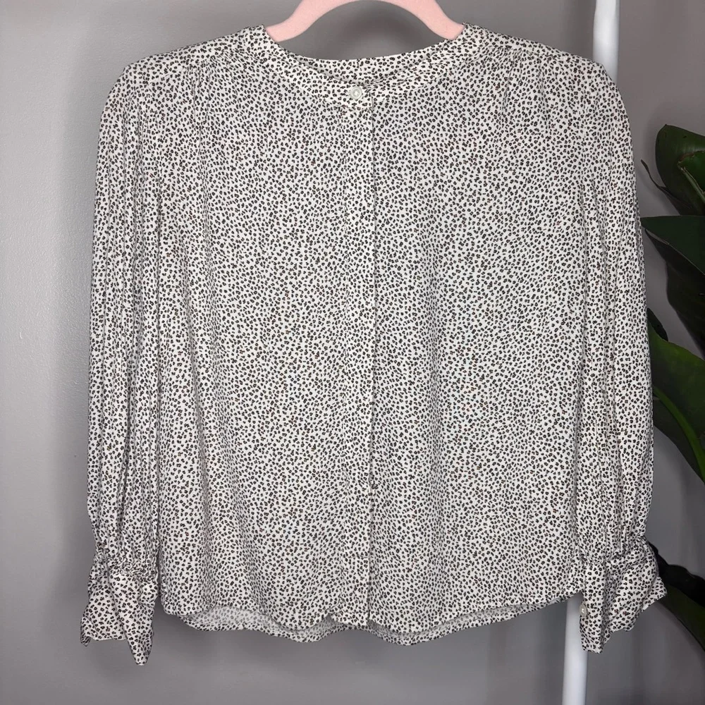 Banana Republic ECOVEROM BALLOON-SLEEVE BLOUSE Leopard Animal Print Size XXS - Picture 2 of 8